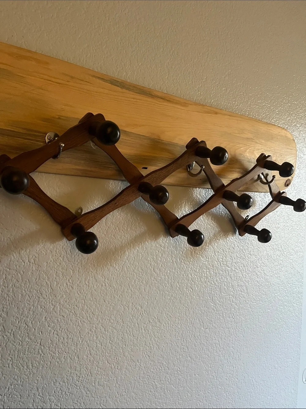 Vintage Accordion 10- Wooden Peg Wall Rack — Dark Brown